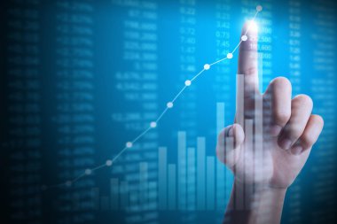 elden gelen mali grafik sembolleri ile işadamı 