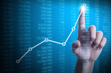 elden gelen mali grafik sembolleri ile işadamı 