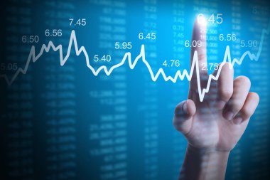 elden gelen mali grafik sembolleri ile işadamı 