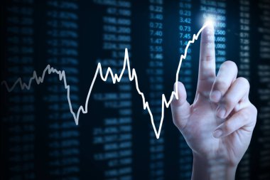 elden gelen mali grafik sembolleri ile işadamı 
