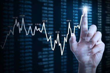 elden gelen mali grafik sembolleri ile işadamı 