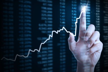 elden gelen mali grafik sembolleri ile işadamı 