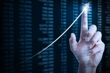 elden gelen mali grafik sembolleri ile işadamı 