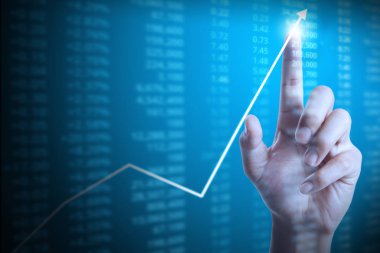 elden gelen mali grafik sembolleri ile işadamı 