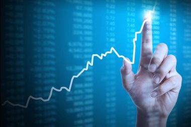 elden gelen mali grafik sembolleri ile işadamı 