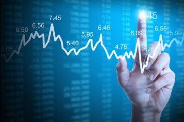 elden gelen mali grafik sembolleri ile işadamı 