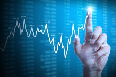elden gelen mali grafik sembolleri ile işadamı 