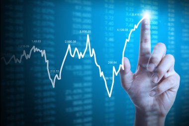 elden gelen mali grafik sembolleri ile işadamı 
