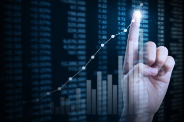 elden gelen mali grafik sembolleri ile işadamı 