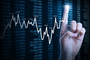 elden gelen mali grafik sembolleri ile işadamı 