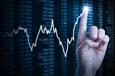 elden gelen mali grafik sembolleri ile işadamı 