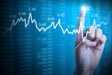 elden gelen mali grafik sembolleri ile işadamı 