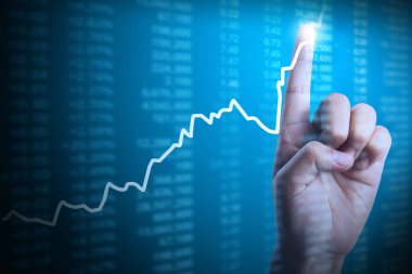 elden gelen mali grafik sembolleri ile işadamı 