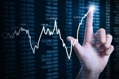 elden gelen mali grafik sembolleri ile işadamı 
