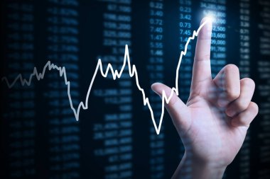 elden gelen mali grafik sembolleri ile işadamı 