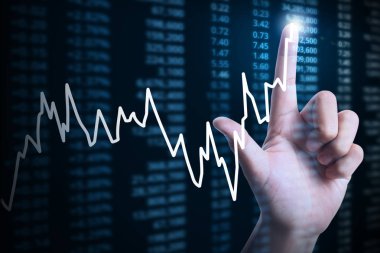 elden gelen mali grafik sembolleri ile işadamı 
