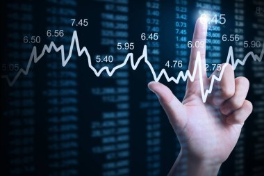 elden gelen mali grafik sembolleri ile işadamı 