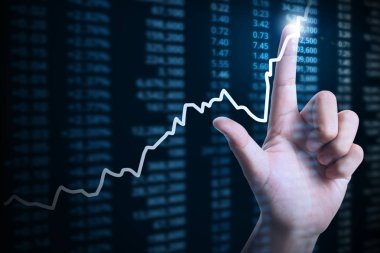 elden gelen mali grafik sembolleri ile işadamı 