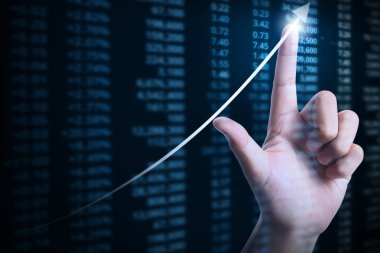 elden gelen mali grafik sembolleri ile işadamı 