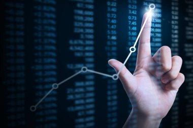 elden gelen mali grafik sembolleri ile işadamı 