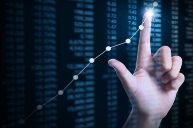 elden gelen mali grafik sembolleri ile işadamı 