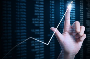 elden gelen mali grafik sembolleri ile işadamı 
