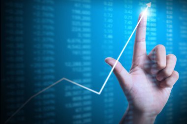elden gelen mali grafik sembolleri ile işadamı 