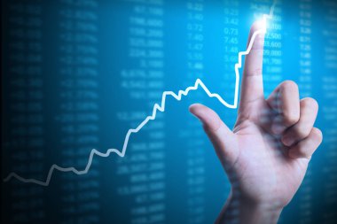 elden gelen mali grafik sembolleri ile işadamı 