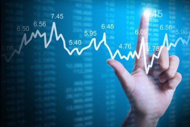 elden gelen mali grafik sembolleri ile işadamı 