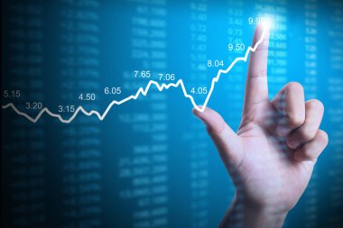 elden gelen mali grafik sembolleri ile işadamı 