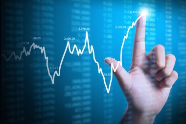 elden gelen mali grafik sembolleri ile işadamı 