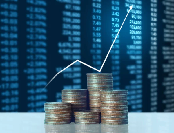 Investment Concept Coins Graph Stock Market — Stock Photo, Image
