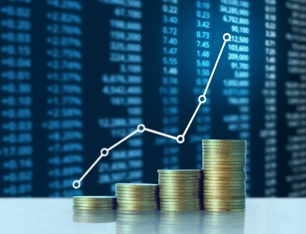 Mercado de ações gráfico de moedas — Fotografia de Stock