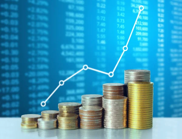 Monedas gráfico mercado de valores —  Fotos de Stock