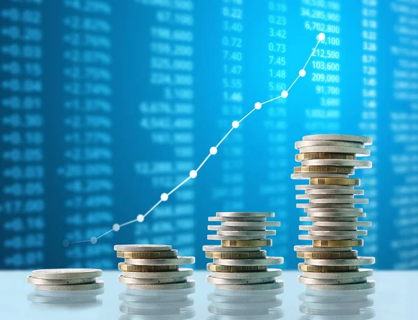 Monedas gráfico mercado de valores — Foto de Stock