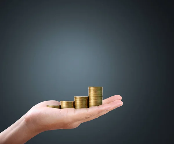 Hand Human Hand Putting Coin Money Business Ideas — Stock Photo, Image