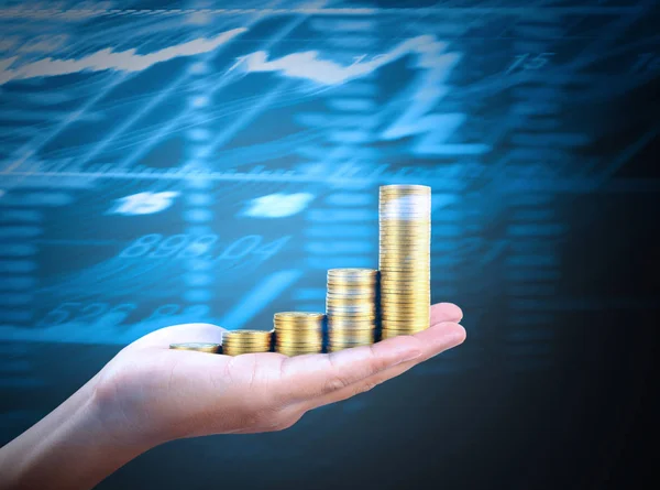 Hand human hand putting coin to money — Stock Photo, Image