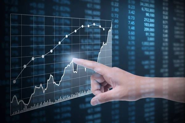 Anlagekonzept Hand Mit Finanzdiagramm Symbolen Die Von Hand Kommen — Stockfoto