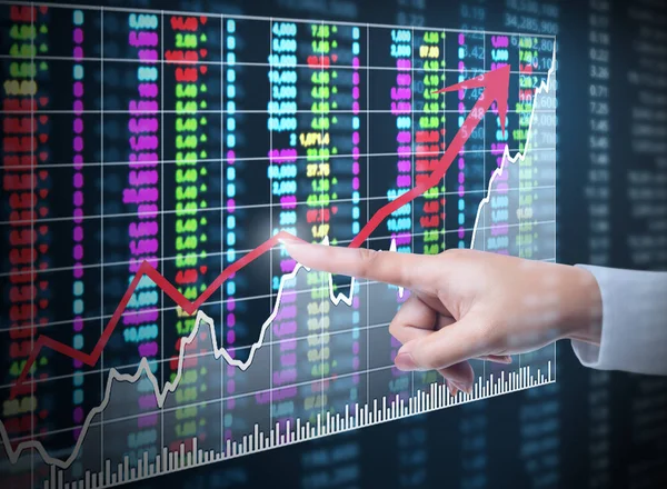 Investiční Koncepci Ruku Finanční Graf Symboly Pocházející Ruky — Stock fotografie