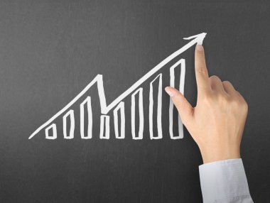 yazı tahtası Beyaz tebeşir ile çizim sonuç grafiği