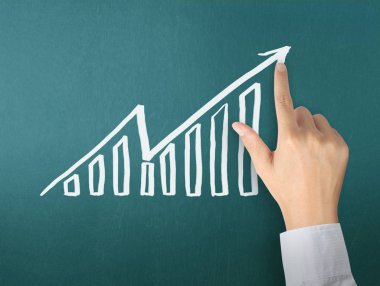 yazı tahtası Beyaz tebeşir ile çizim sonuç grafiği