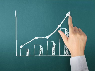 yazı tahtası Beyaz tebeşir ile çizim sonuç grafiği