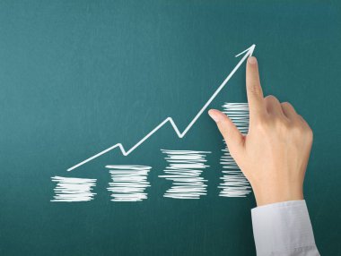 yazı tahtası Beyaz tebeşir ile çizim sonuç grafiği