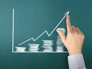 yazı tahtası Beyaz tebeşir ile çizim sonuç grafiği