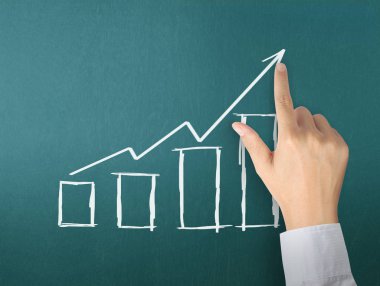 yazı tahtası Beyaz tebeşir ile çizim sonuç grafiği