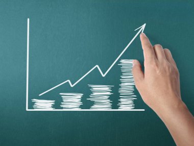 yazı tahtası Beyaz tebeşir ile çizim sonuç grafiği