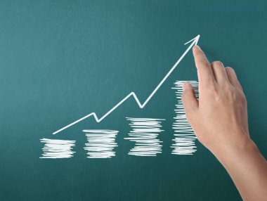 yazı tahtası Beyaz tebeşir ile çizim sonuç grafiği