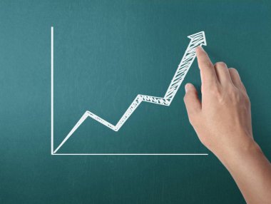 yazı tahtası Beyaz tebeşir ile çizim sonuç grafiği