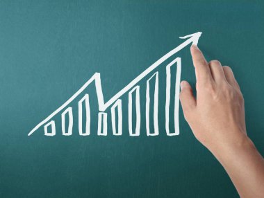 yazı tahtası Beyaz tebeşir ile çizim sonuç grafiği