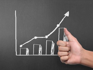 yazı tahtası Beyaz tebeşir ile çizim sonuç grafiği